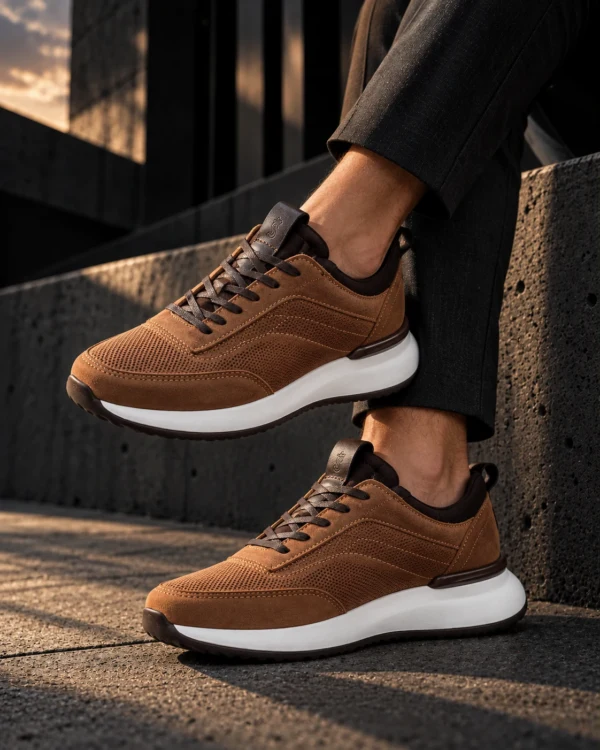 Tenis 3050 Runner Cartier Crema — Sentado · tobillos cruzados