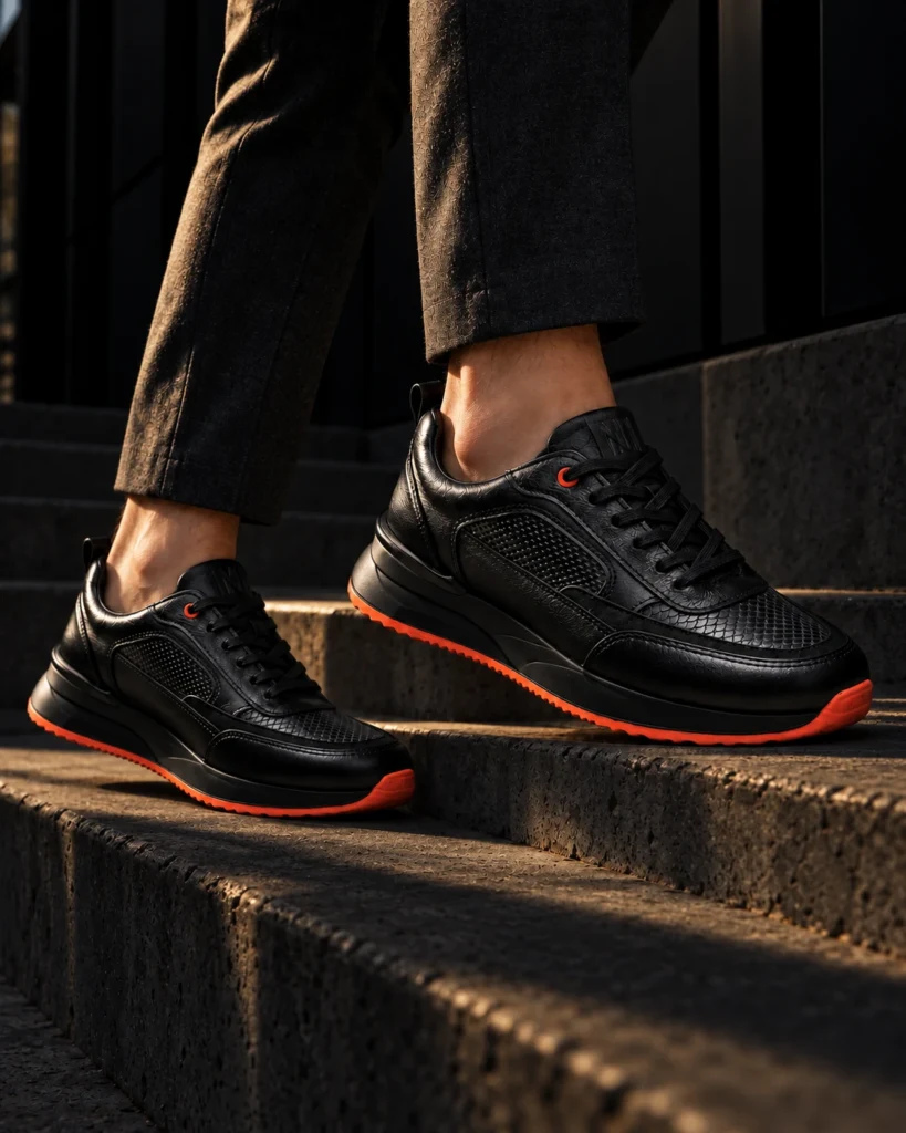 Tenis 3205 Eva Runner Negro Con Naranja