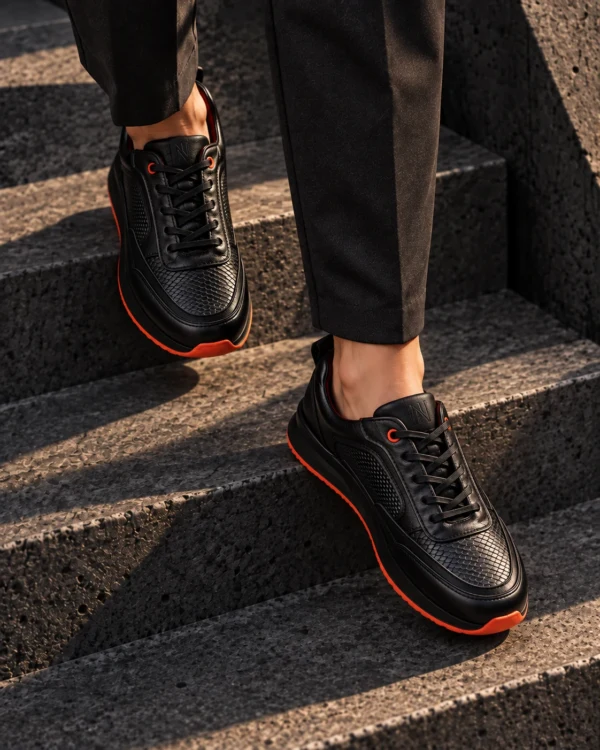 Tenis 3205 Eva Runner Negro con Naranja — Descenso cenital