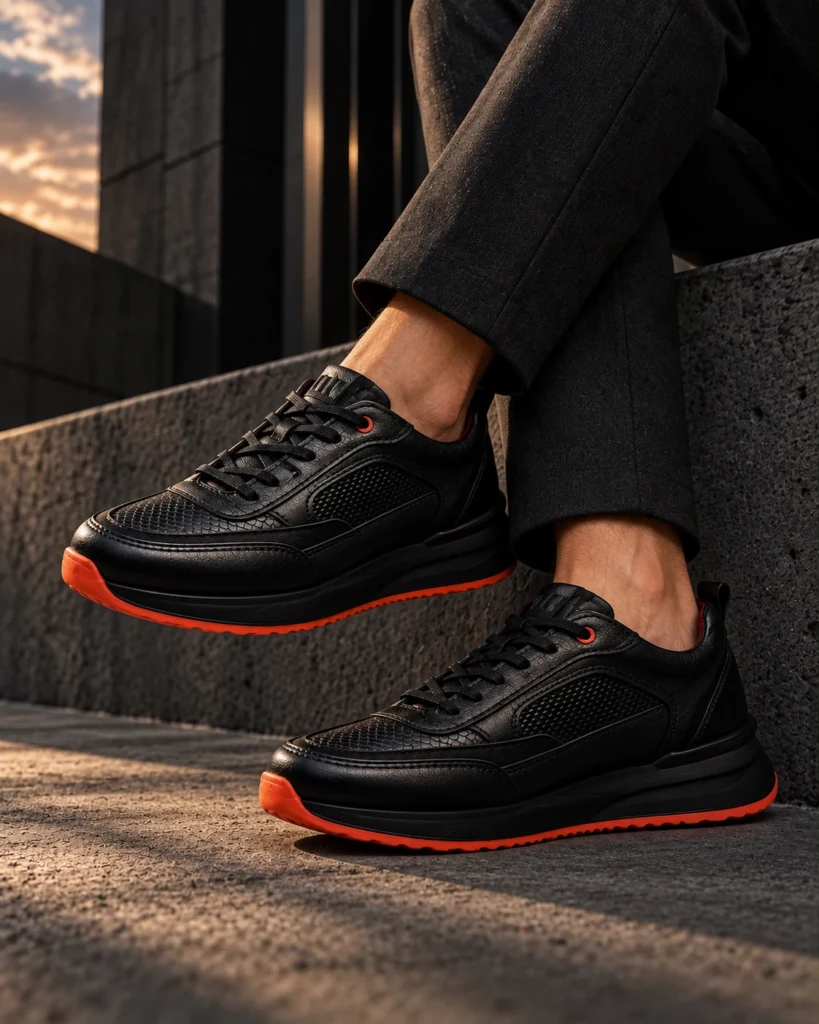 Tenis 3205 Eva Runner Negro Con Naranja